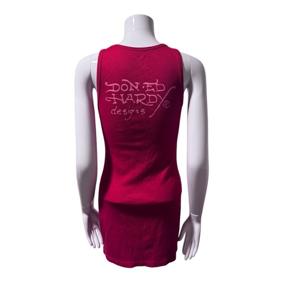 Ed Hardy Red Ribbed Bodycon Dress Size Small Americana Indie Sleaze - Picture 5 of 10